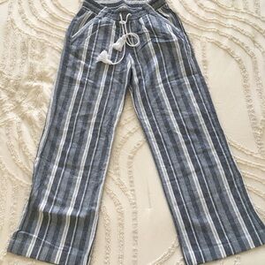 JOLT linen blend S Blue and White Pants